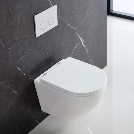 WC Suspendu compact, Blanc brillant, Kivu