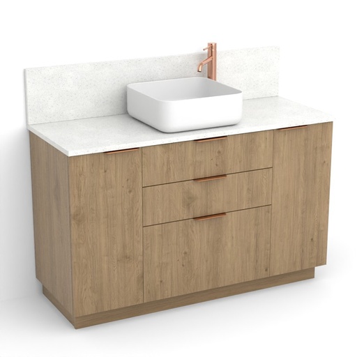 Meuble avec plan Terrazzo, 120 cm, Meuble Chêne et Plan Terrazzo Byron white, Alma