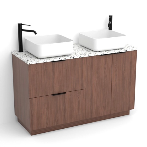 Meuble avec plan Terrazzo, 120 cm, Meuble Noyer et Plan Terrazzo Diamond Ice