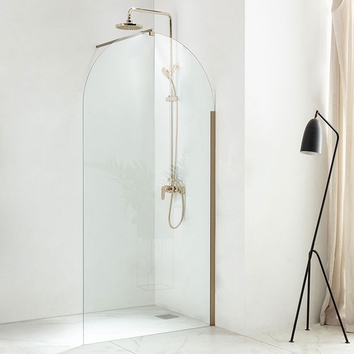 Paroi de douche arrondie 80 à 120 cm, fixe, profilé doré brossé, Altea Round