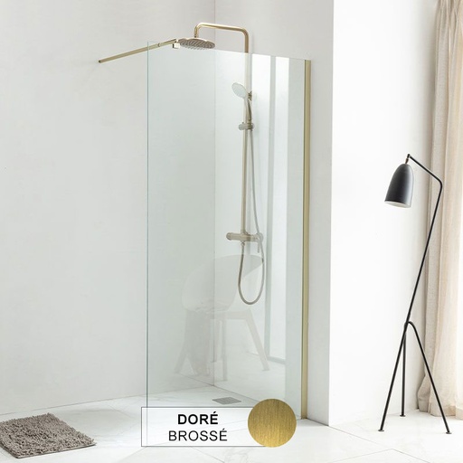 Paroi de douche fixe 60 à 160 cm, profilé doré brossé, Altea