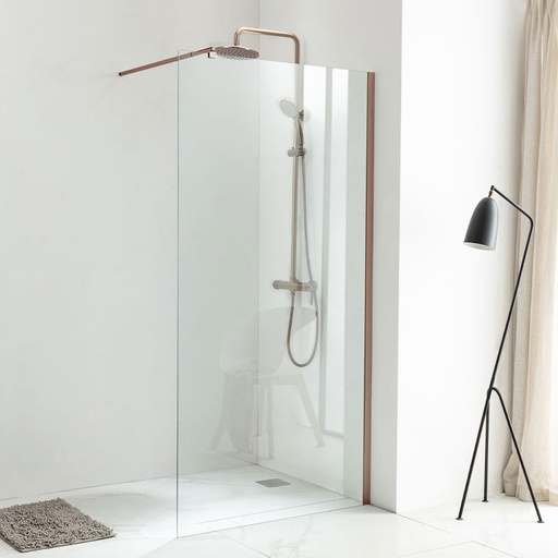Paroi de douche fixe 60 à 160 cm, profilé doré rose brossé, Altea