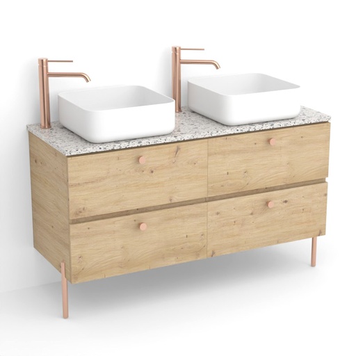 Meuble sur pieds 120 cm pour vasque à poser , Amazonia et Plan Terrazzo Kala White Caruso