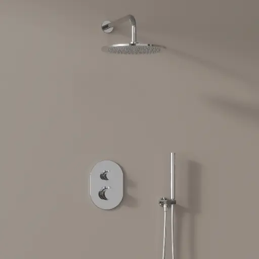 Composition mitigeur de douche thermostatique encastré chromé, Châtelet