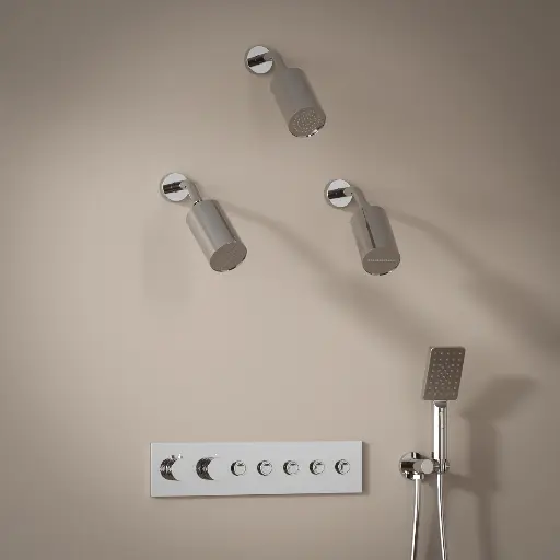 Douche thermostatique, 3 douches épaules hydromassantes, chromé Châtelet