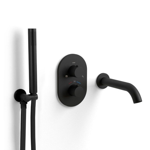 Composition mitigeur bain douche thermostatique encastré noir, Châtelet