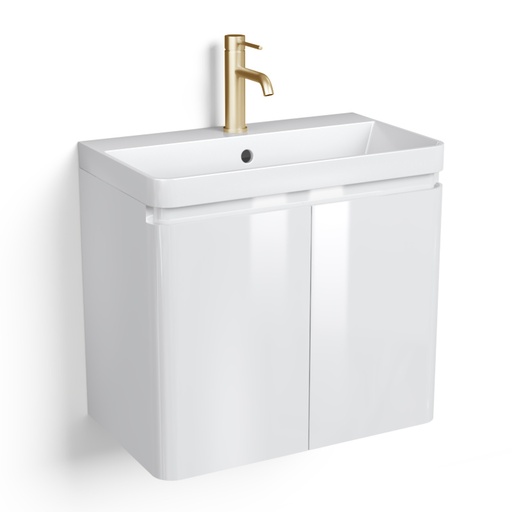 Meuble-vasque 60 x 35 cm, faible profondeur, Blanc, Eze + robinetterie Châtelet