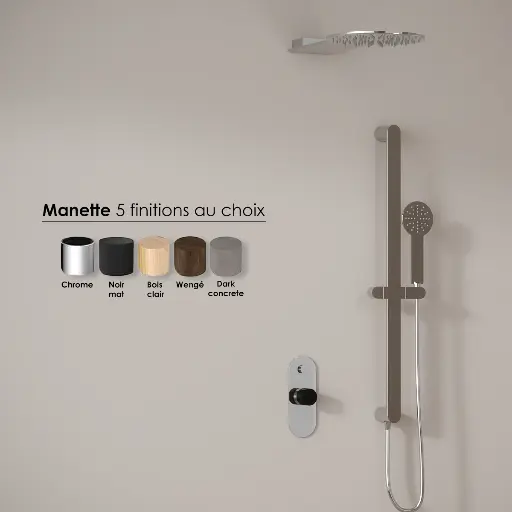 Composition mitigeur douche, chromé, manette personnalisable, Flow Round