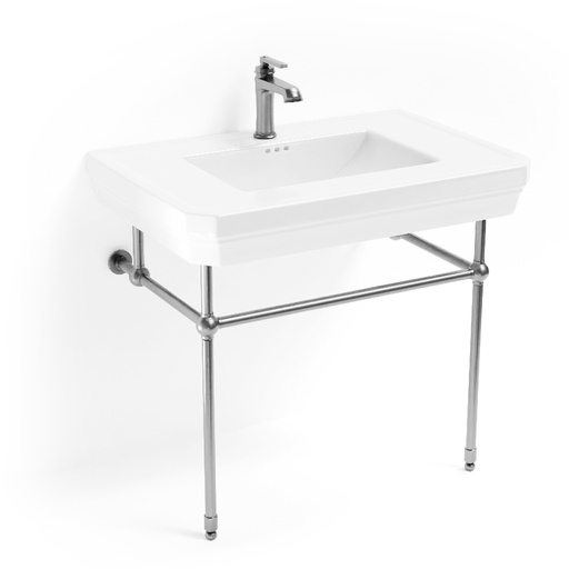Lavabo console simple, 1 trou, pieds argent, 81 cm, 1920