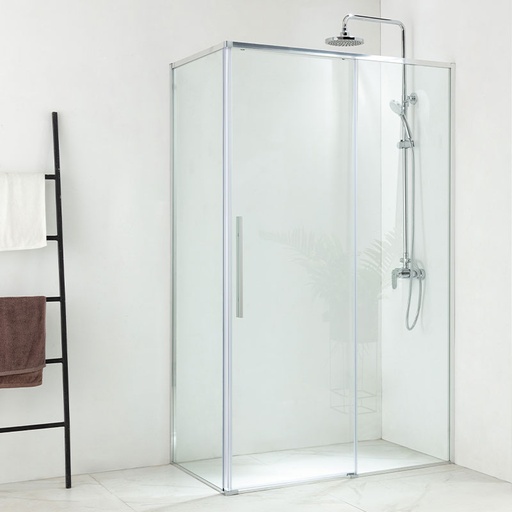 Cabine de douche retour fixe 70 et 80cm coulissante, chromé, Arena