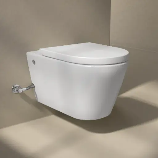 WC suspendu ne nécessitant pas de réservoir + abattant + bâti-support, W1.0