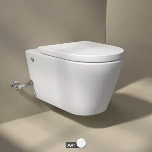 WC suspendu ne nécessitant pas de réservoir + abattant + bâti-support, blanc mat W1.0