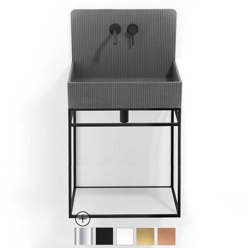 Lavabo structure suspendue 60x38 cm, aspect béton gris, Roneo