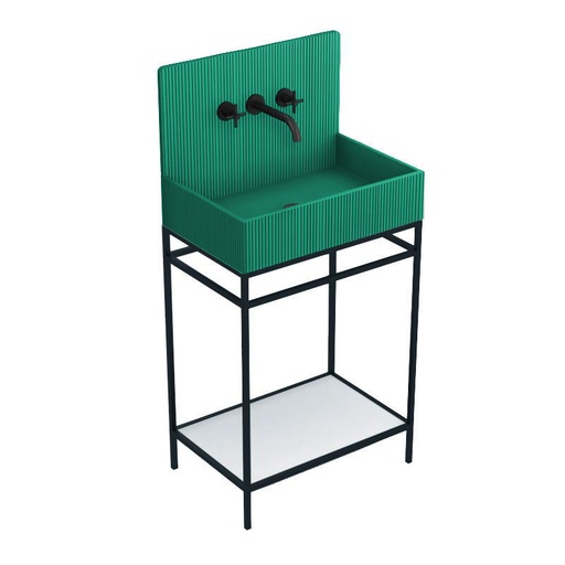 Lavabo sur pieds à poser 60x38 cm, aspect béton vert, Roneo