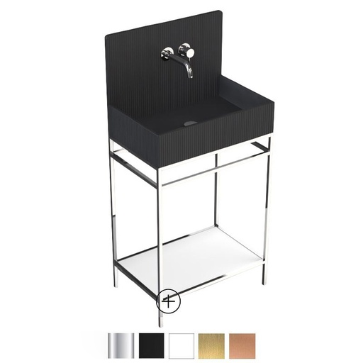 Lavabo sur pieds à poser 60x38 cm, aspect béton noir, Roneo