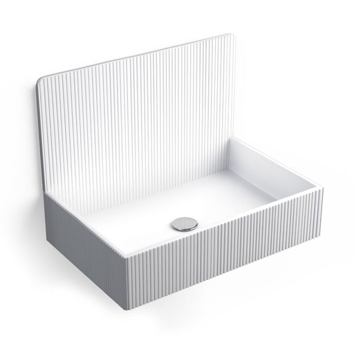 Lavabo sur pieds à poser 60x38 cm, aspect béton blanc, Roneo