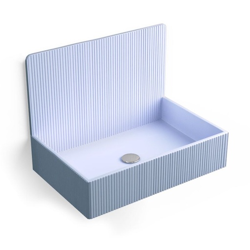 Lavabo sur pieds à poser 60x38 cm, aspect béton bleu, Roneo