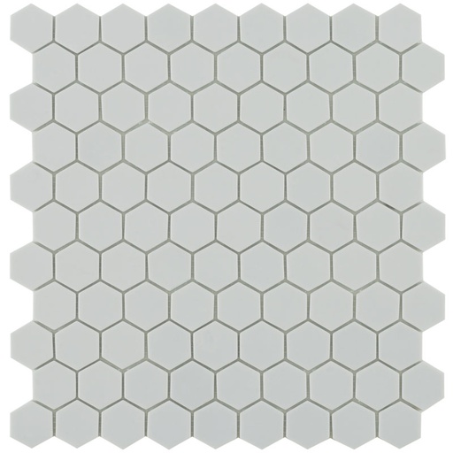 Mosaïque héxagonale verre recyclé grise, 31x32 cm, Nordic light matt grey