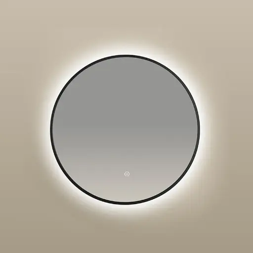 Miroir rond 50cm rétroéclairage Led et Anti-Buée Noir Mat, Chatelet 
