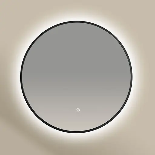 Miroir Rond 60cm rétroéclairage Led et Anti-Buée Noir Mat, Chatelet