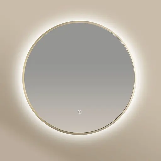 Miroir Rond 60cm rétroéclairage Led et Anti-Buée Doré Mat, Chatelet