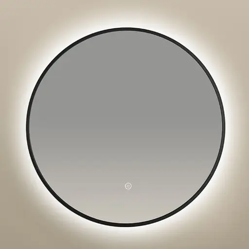 Miroir Rond 80cm rétroéclairage Led et Anti-Buée Noir Mat, Chatelet