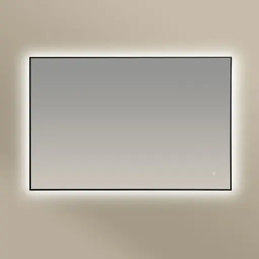 Miroir Rectangulaire 120X80 rétroéclairage Led et Anti-Buée Noir Mat, Châtelet 
