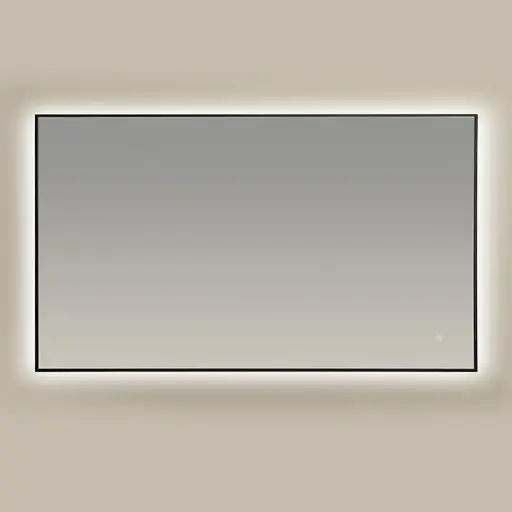 Miroir Rectangulaire 140X80 rétroéclairage Led et Anti-Buee Noir Mat, Châtelet 