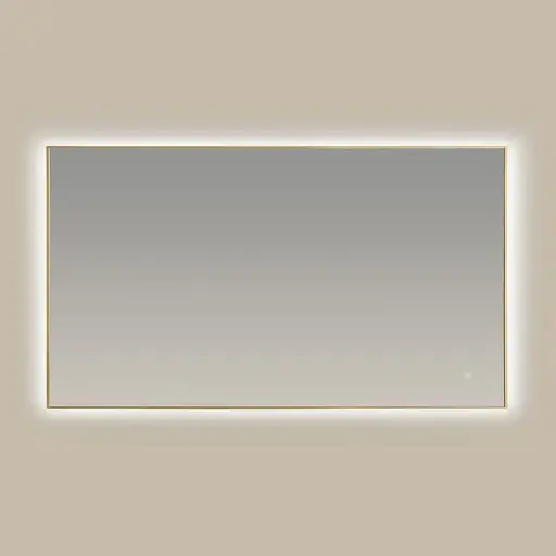 Miroir Rectangulaire 140X80 rétroéclairage Led et Anti-Buee Doré Mat, Châtelet 