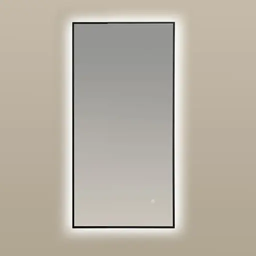 Miroir Rectangulaire 40X80cm rétroéclairage Led et Anti-Buée Noir Mat, Chatelet