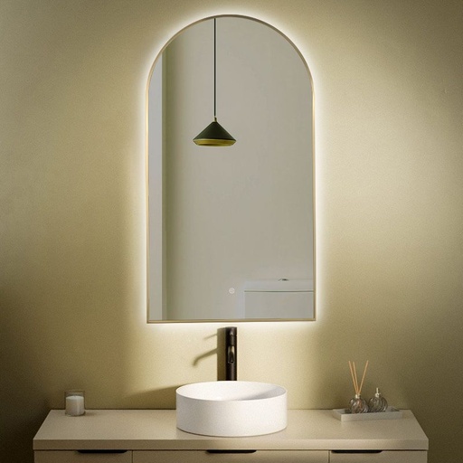 Miroir demi Lune 55X100 avec Led et Antibuée, Chatelet, 2 couleurs 