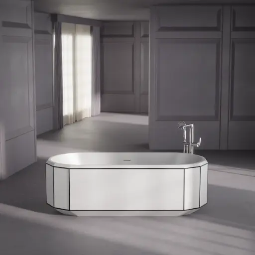  Baignoire îlot Blanc mat et liseret noir 170X75 Art Deco