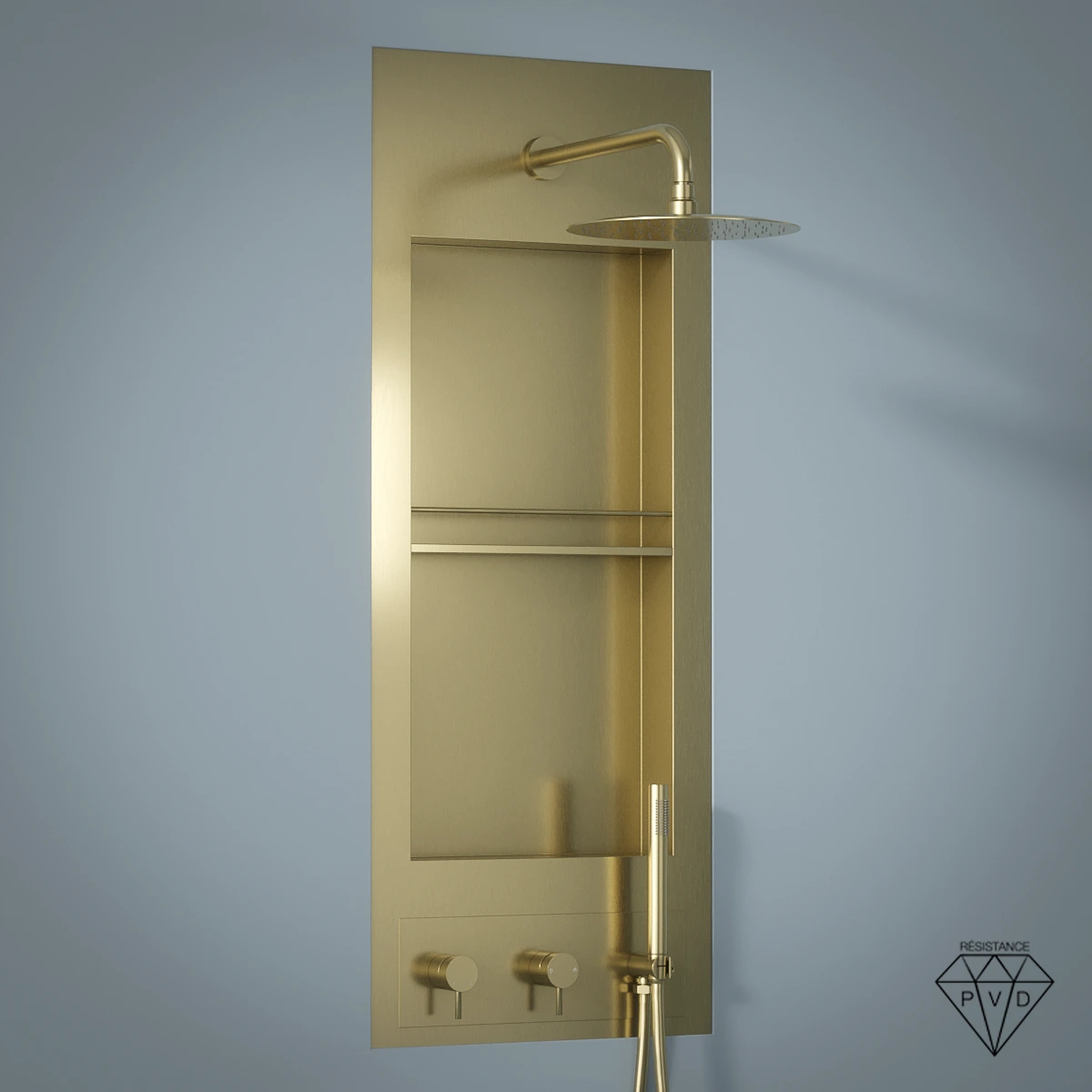 Douche Encastrée avec Niche, Doré Brossé, Châtelet 