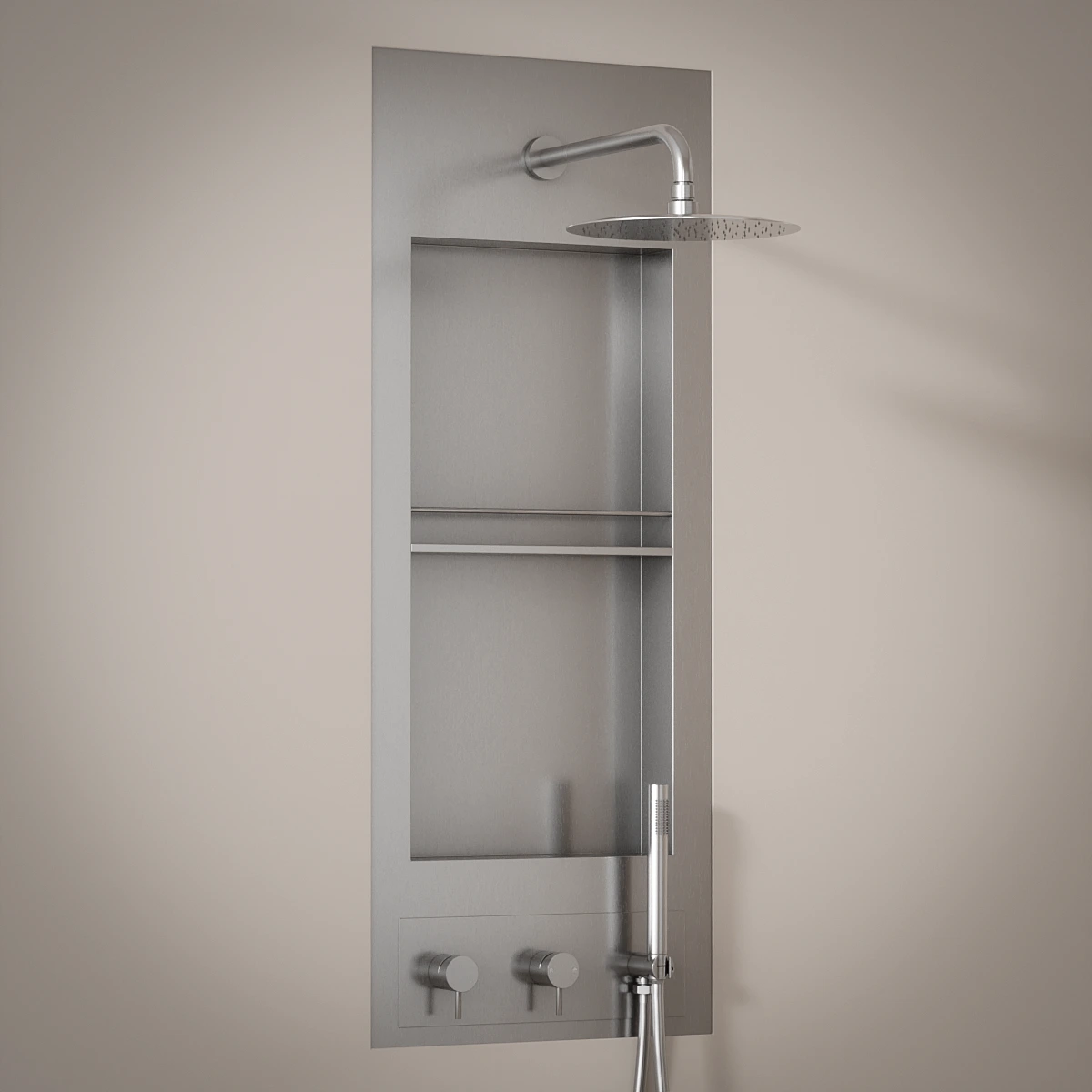 Douche Encastrée avec Niche, Inox Brossé, Châtelet 