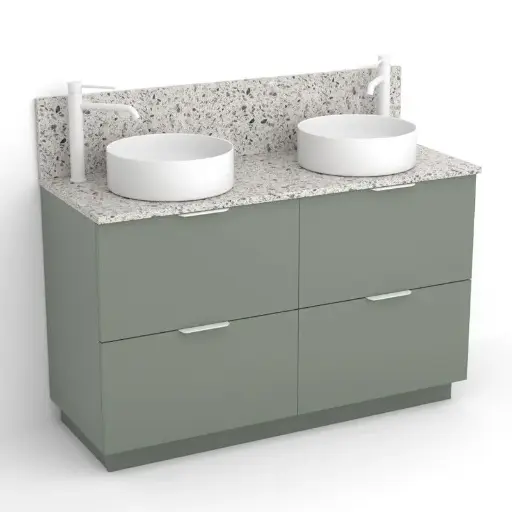 Meuble Alma 120Cm 2T+2T+Plinthe Vert Arg+Plan Kala
