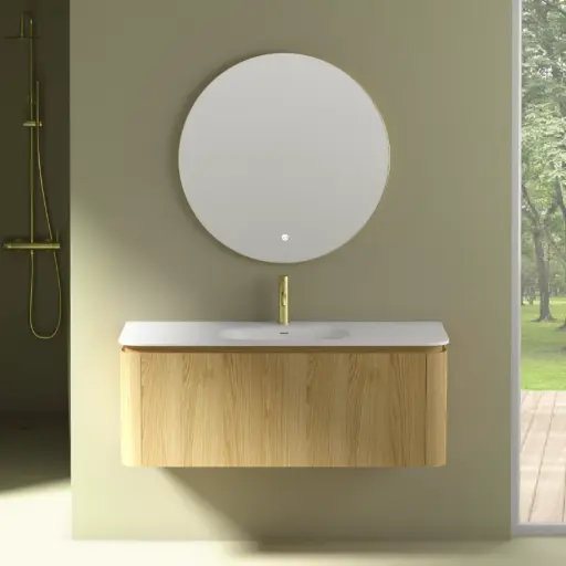 Meuble 1T.Chêne et Plan Vasque en résine 120 Cm, Chloé  