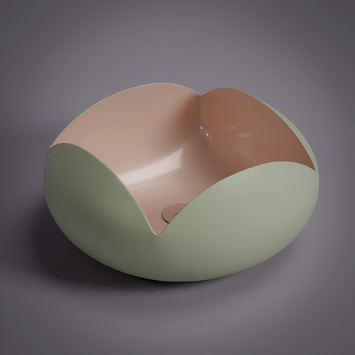 Vasque à poser 46x19cm Rose et verte, Pétale  