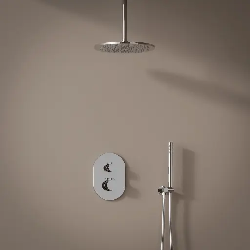 Composition thermostatique , pomme de tête, Chrome, bras plafond, Chatelet