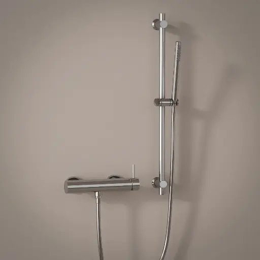 Mitigeur douche externe, barre et douchette tube, Chromé, Chatelet