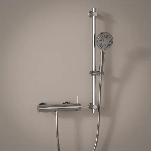 Mitigeur douche externe, barre et douchette ronde, chrome, Châtelet