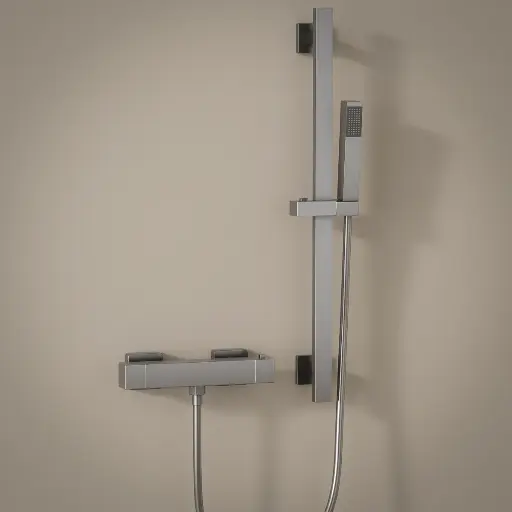 Robinet mitigeur thermostatique de douche, inox brossé avec barre de douche, Tuileries