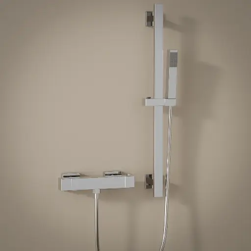 Robinet mitigeur thermostatique de douche, chromé avec barre de douche, Tuileries