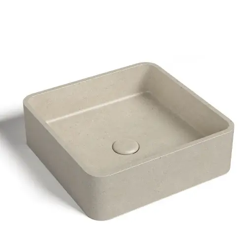 Vasque béton carrée, 39x39 cm, terrazzo beige SW