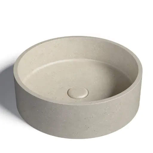 Vasque béton ronde, Ø39 cm, terrazzo beige, T6 