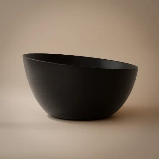 Vasque à poser ronde 41 x 37 cm noir mat, céramique, Porcelaine de Paris