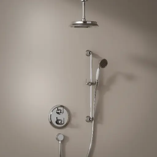 Composition thermostatique de douche encastré avec barre et pomme de douche plafond chrome , Liberty