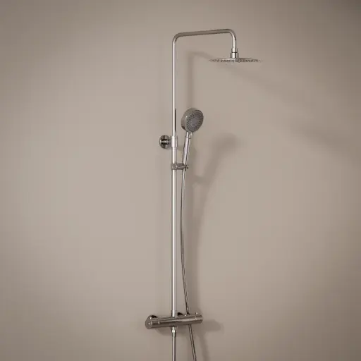 Colonne de douche mitigeur, Ø25cm, chrome, avec douchette multifonction, Châtelet