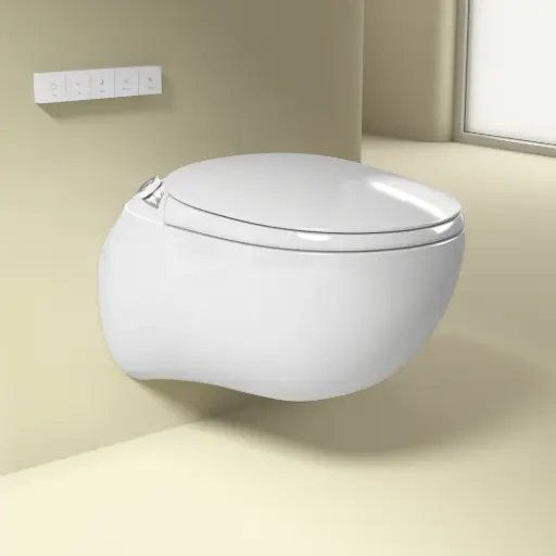 WC suspendu japonais blanc brillant, avec bâti support, Safari