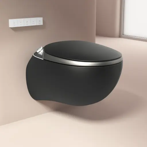 WC suspendu japonais noir mat, avec bâti support, Safari